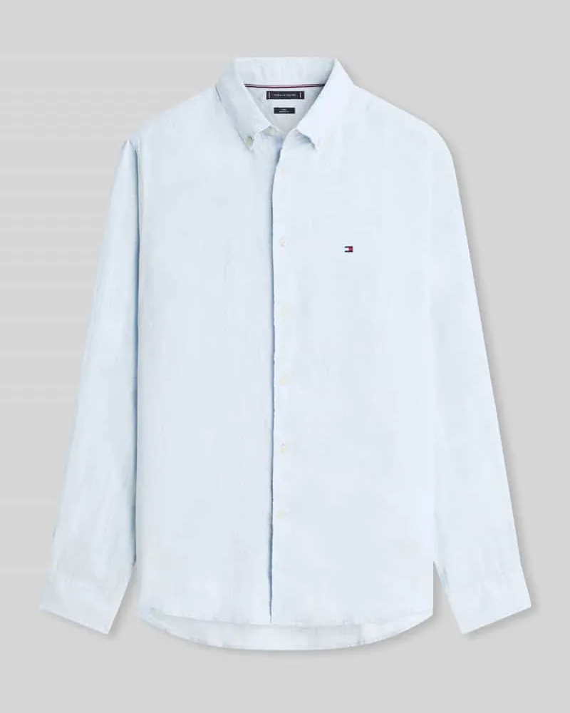 Tommy Hilfiger Regular Fit Freizeithemd aus reinem Leinen Hellblau