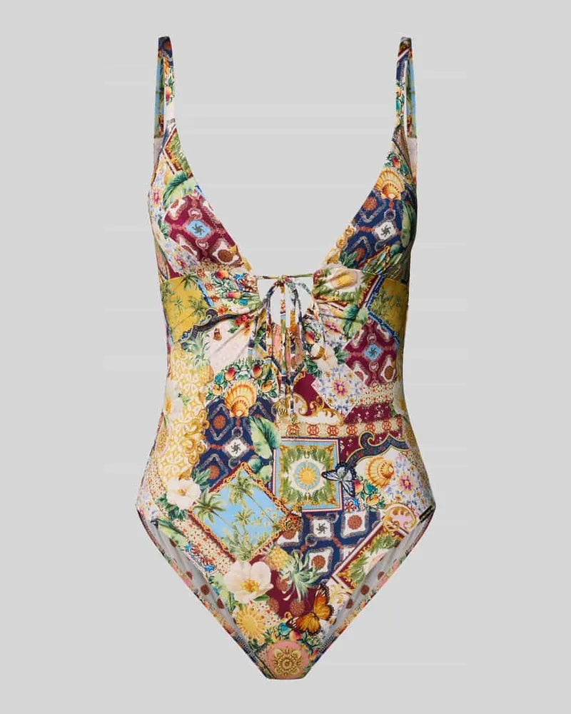 watercult Badeanzug mit tiefem V-Ausschnitt Modell 'TREASURED TROVE Beige