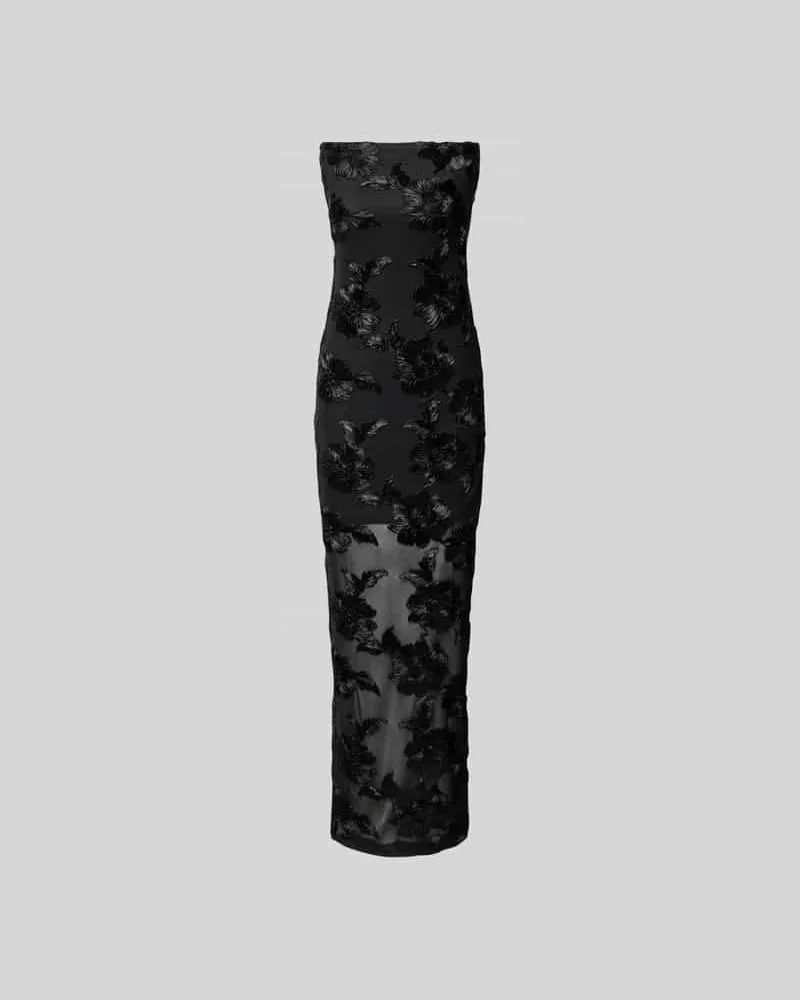 ROTATE Birger Christensen Off-Shoulder-Kleid mit Zierbesatz Black