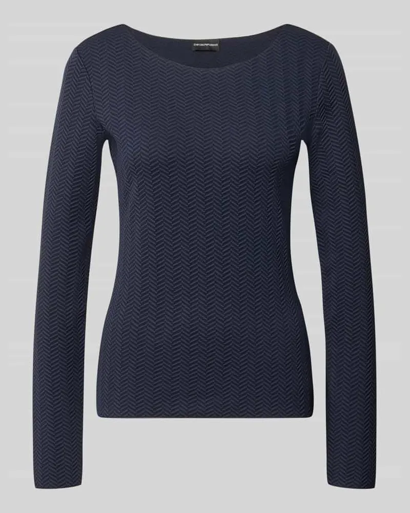 Emporio Armani Regular Fit Longsleeve mit Strukturmuster Dunkelblau