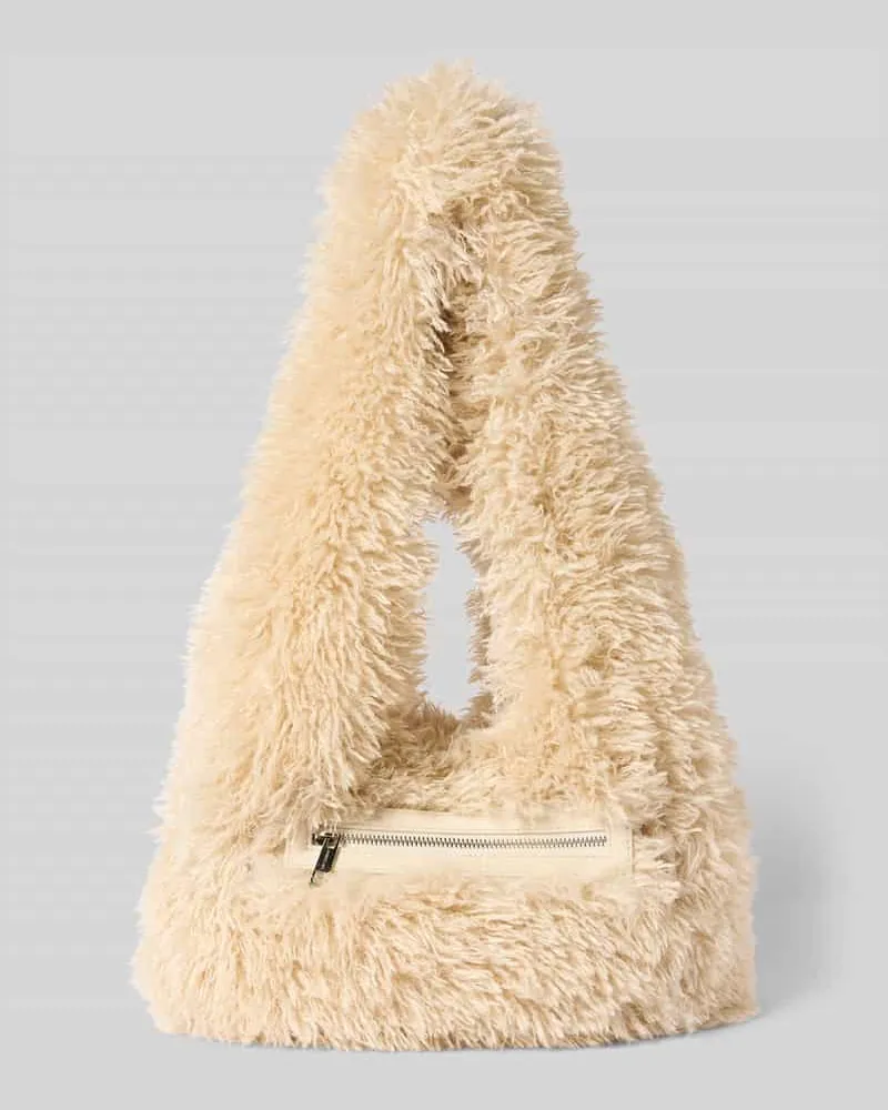 Marc Cain Handtasche aus Kunstfell mit Tragehenkeln Ecru