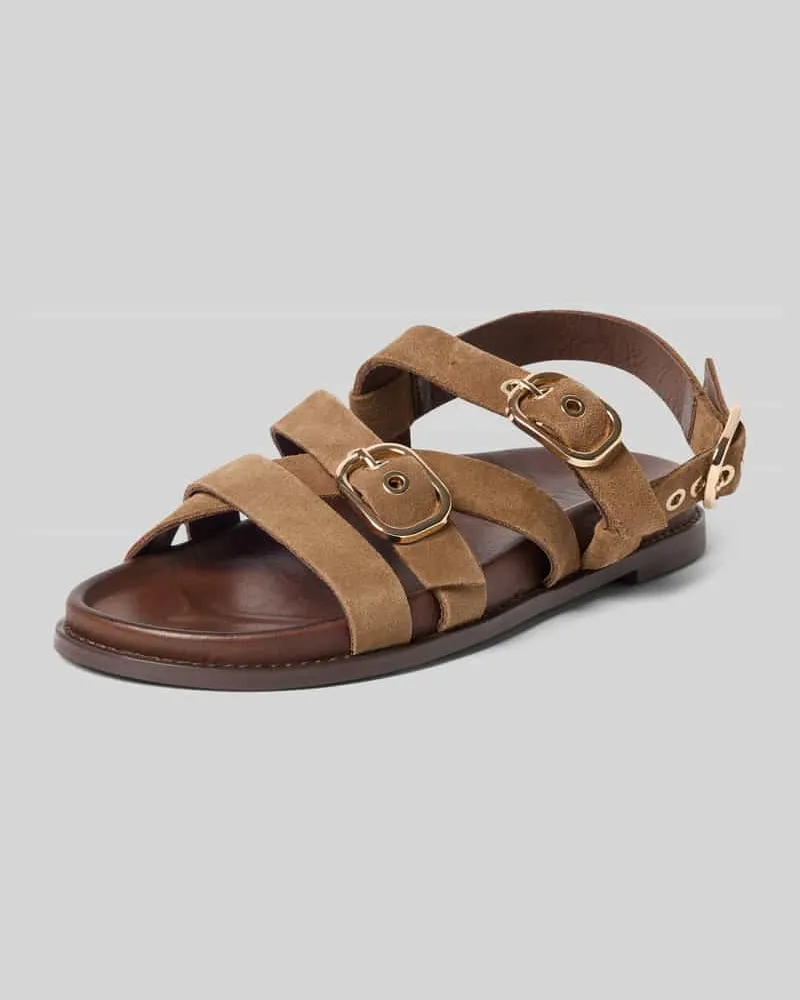 Inuovo Sandalen aus echtem Leder mit offener Ferse Beige