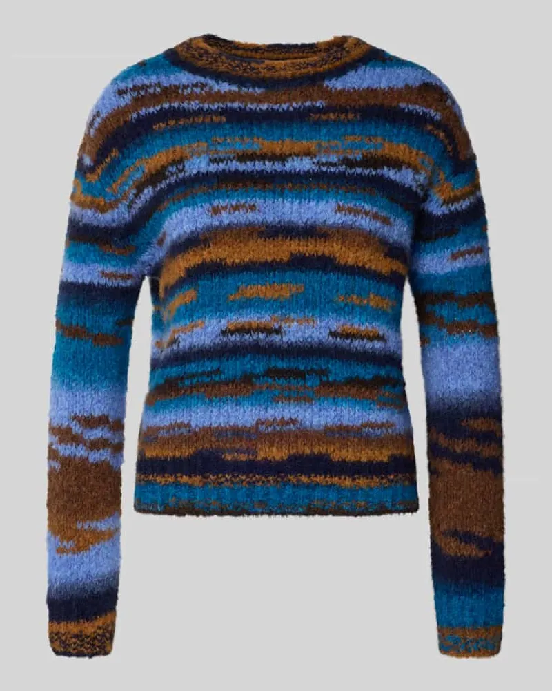 Oui  Strickpullover aus Woll-Mix mit Rundhalsausschnitt Hellblau