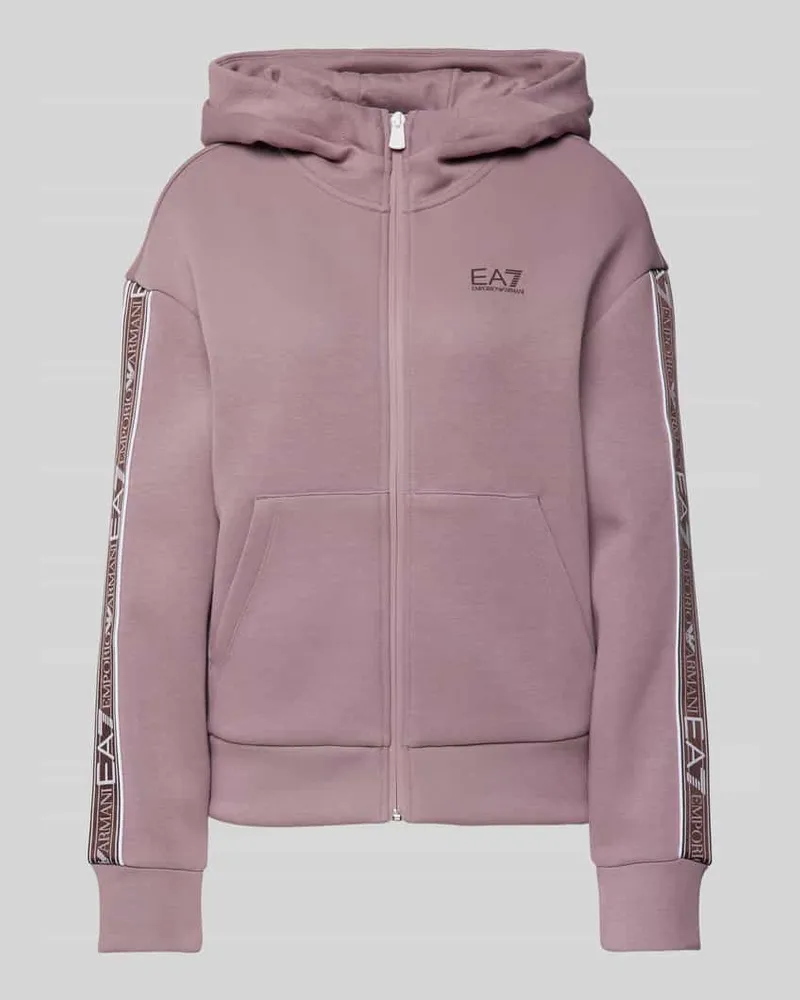 EA7 Sweatjacke mit Label-Print Mauve