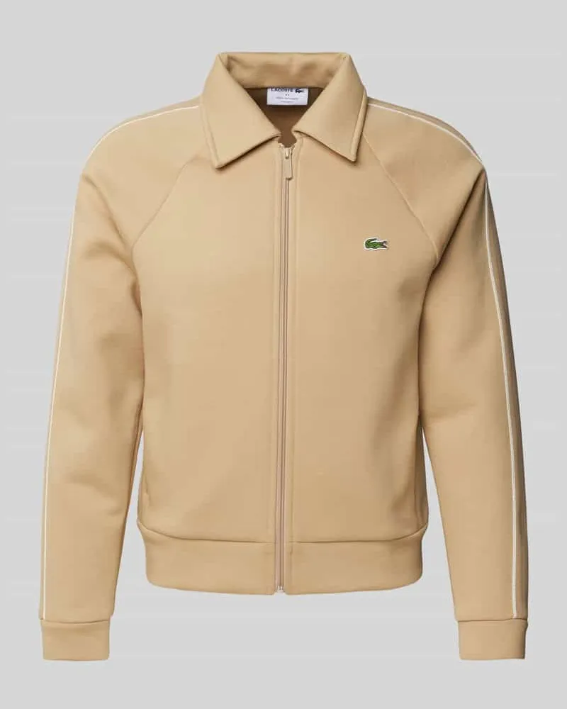 Lacoste Sweatjacke mit Logo-Badge Beige