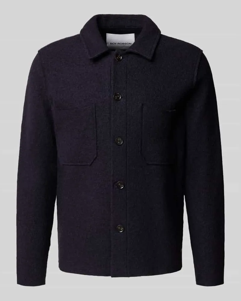 Roy Robson Slim Fit Hemdjacke mit Kentkragen und Brusttaschen Marine