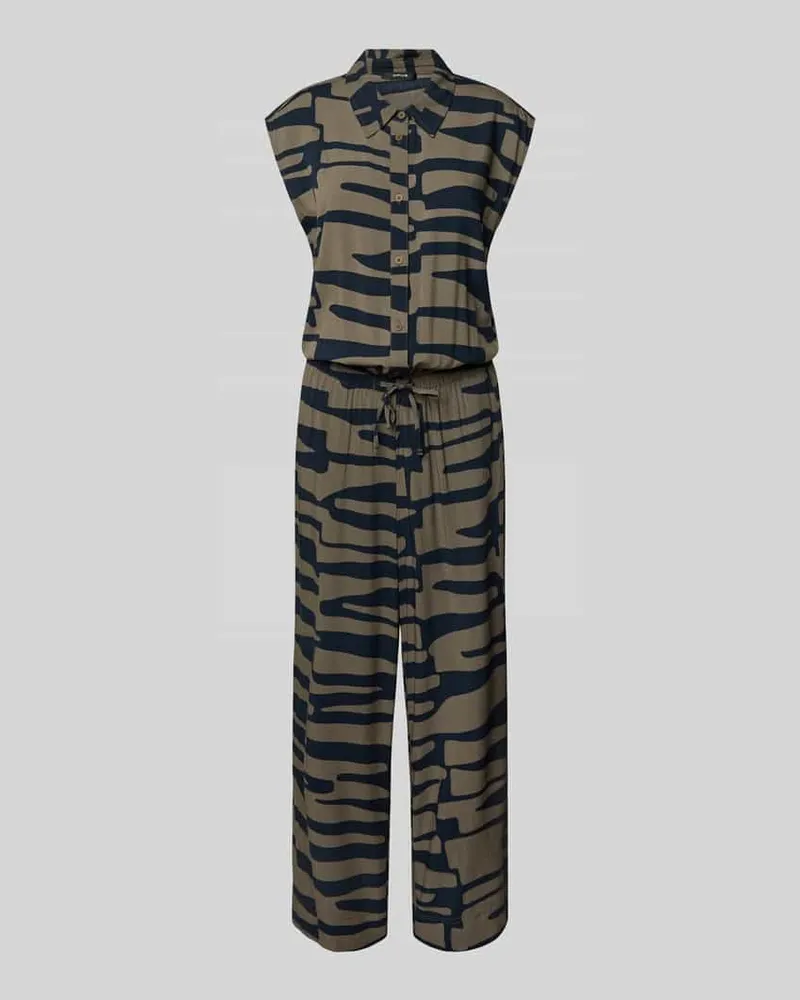 OPUS Jumpsuit mit Hemdblusenkragen Modell 'Monny shadow Khaki