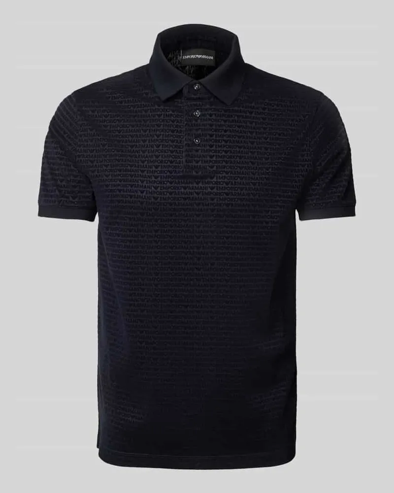 Emporio Armani Slim Fit Poloshirt mit Label-Print Marine