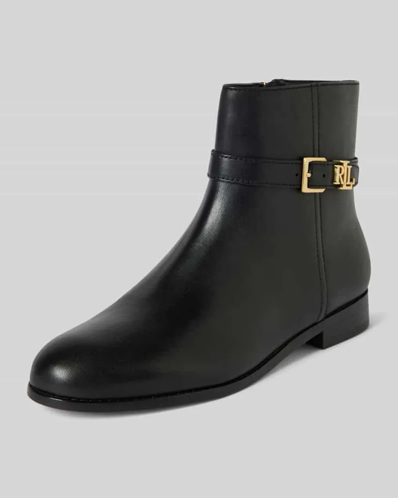 Ralph Lauren Lederboots mit Label-Applikation Modell 'BROOKE Black