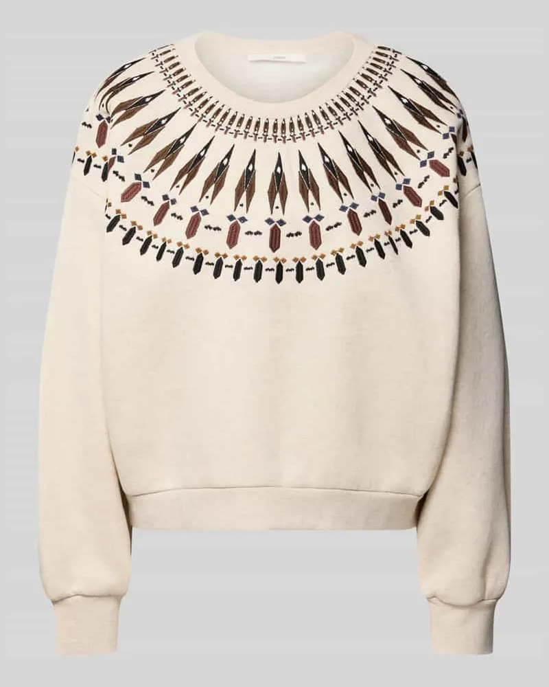 Lanius Sweatshirt mit Stitchings und Rundhalsausschnitt Beige