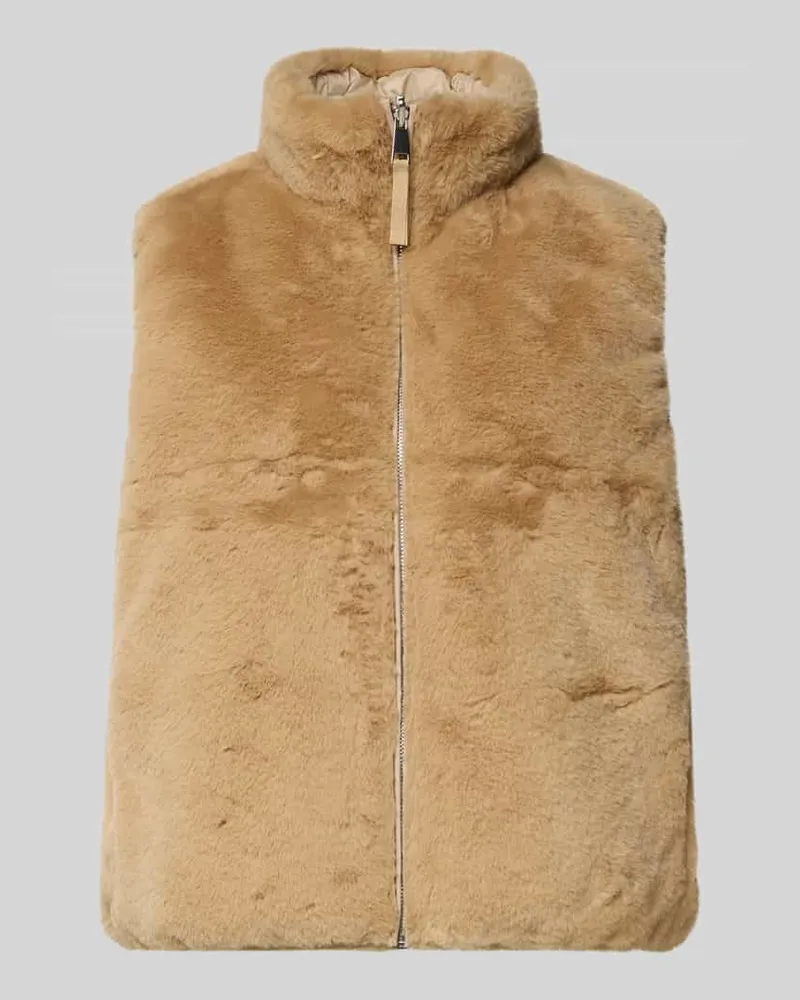 S.Oliver Regular Fit Webpelzweste mit Wendefunktion Beige