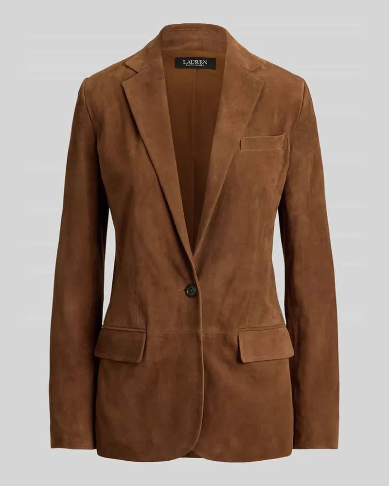 Ralph Lauren Regular Fit Blazer aus echtem Veloursleder Camel