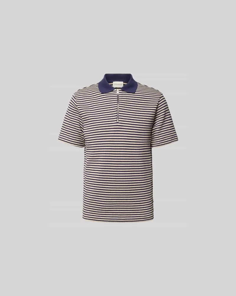 Closed Slim Fit Poloshirt in Strick-Optik Dunkelblau