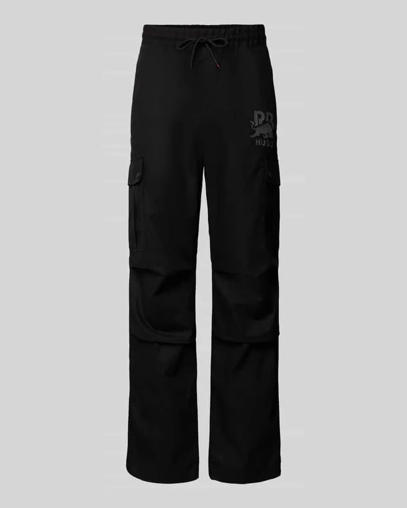 HUGO BOSS Relaxed Fit Cargohose mit elastischem Bund Modell 'Garlo Black