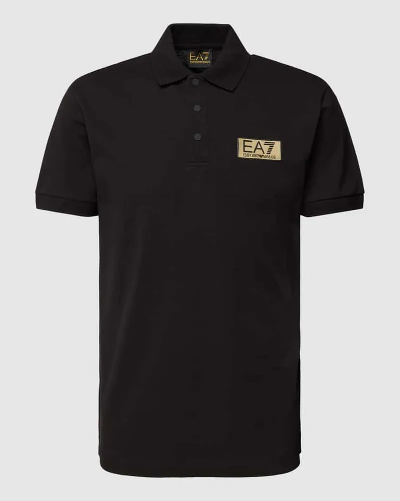EA7 Poloshirt mit Label-Patch Black