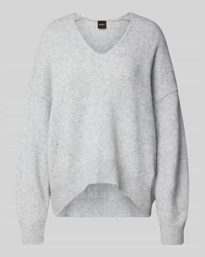HUGO BOSS Loose Fit Pullover aus Alpaka-Woll-Mix Modell 'Fondyssa Mittelgrau