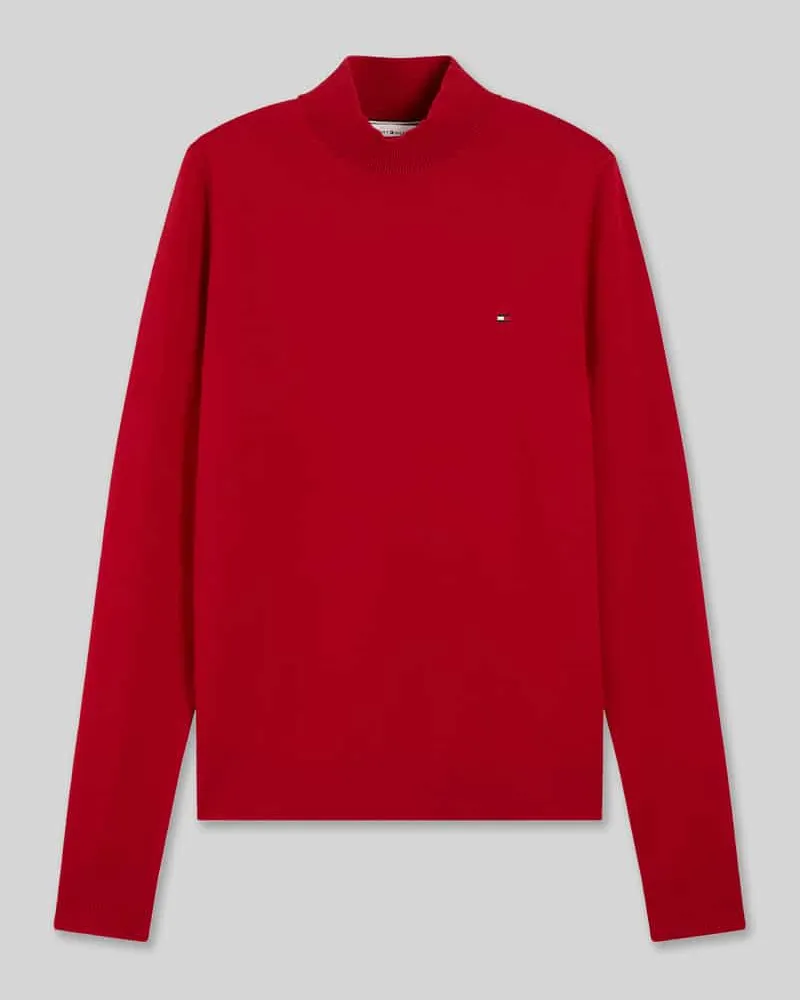 Tommy Hilfiger Slim Fit Langarmshirt mit Mock Neck Rot