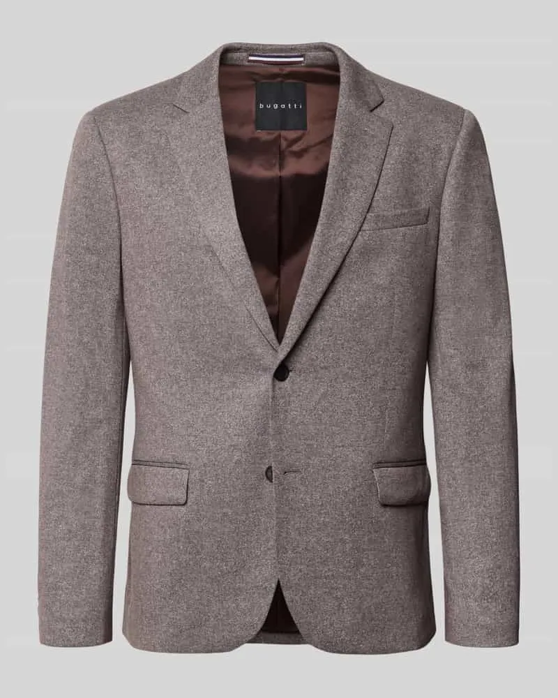 Bugatti Slim Fit Sakko mit Baumwoll-Anteil Mittelbraun