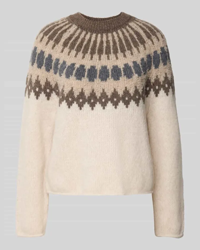 Marc O'Polo Regular Fit Strickpullover aus Woll-Mix Ecru