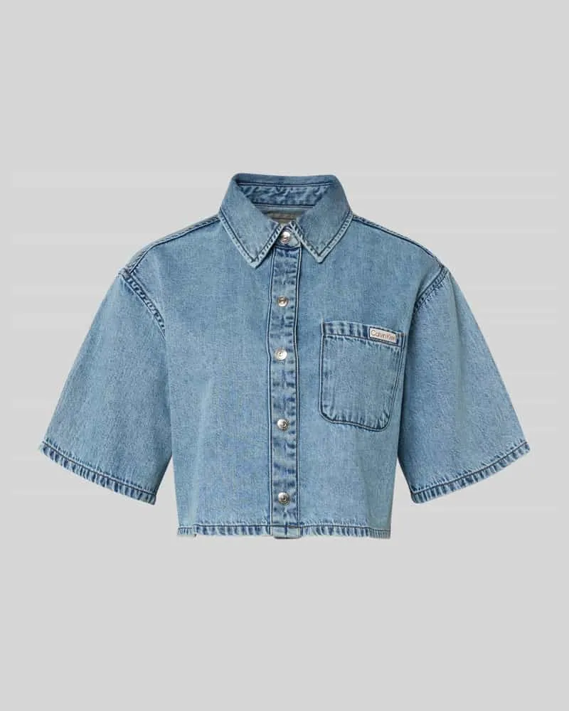 Calvin Klein Cropped Hemdbluse in Denim-Optik Hellblau