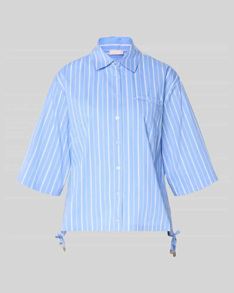 Liu Jo Relaxed Fit Bluse mit 3/4-Arm Hellblau