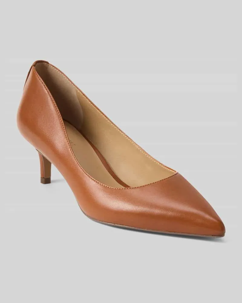 Ralph Lauren Pumps aus echtem Kalbsleder Modell 'ADRIENNE Cognac