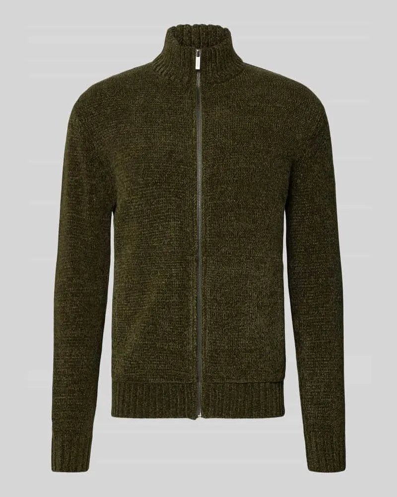 Guess Strickjacke mit Reißverschluss Modell 'NOEL Dunkelgruen