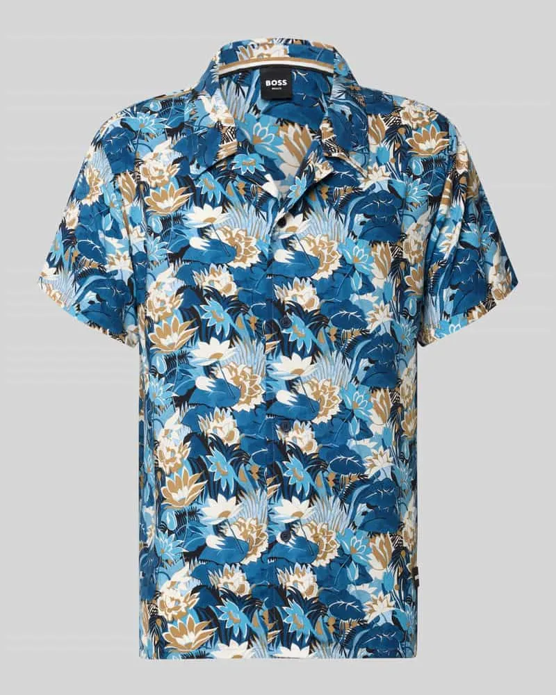 HUGO BOSS Regular Fit Freizeithemd aus reiner Viskose Modell 'BEACH Hellblau