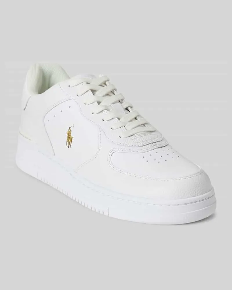 Ralph Lauren Low Top Sneaker aus echtem Rindsleder Weiss