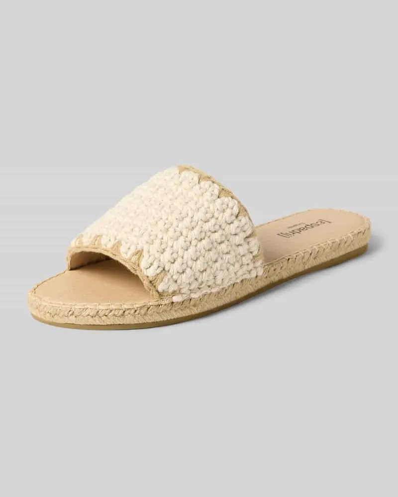 Espadrij Sandalette mit flacher Gummisohle Modell 'PLAGE CROCHET Offwhite