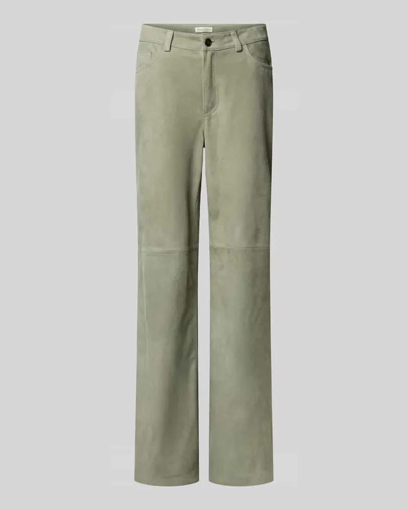 Marc O'Polo Regular Fit Lederhose aus echtem Ziegenleder Gruen
