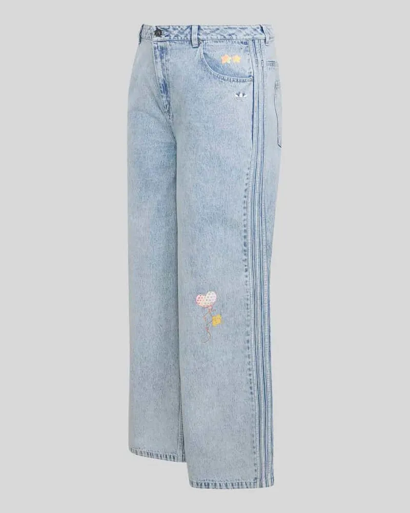 adidas Loose Fit Jeans aus reiner Baumwolle mit Stickereien Jeansblau