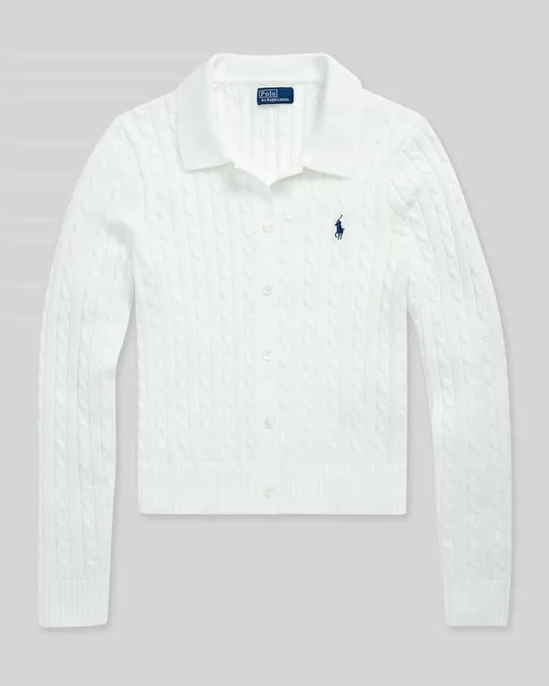 Ralph Lauren Slim Fit Strickjacke aus reiner Baumwolle Weiss