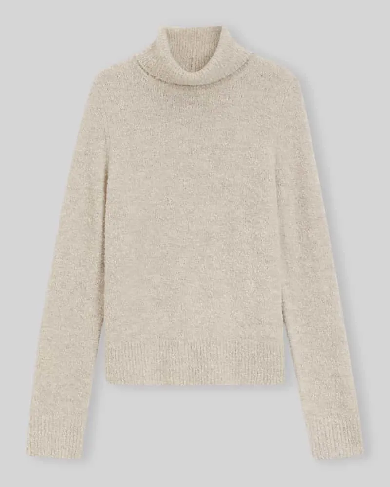 HUGO BOSS Relaxed Fit Turtleneck-Pullover aus Schurwoll-Kaschmir-Mix Modell 'Febisana Offwhite