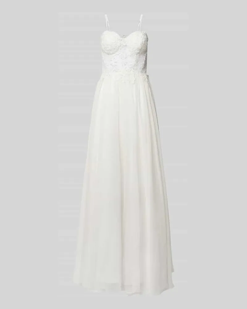 Unique Off-Shoulder-Brautkleid mit floralen Stickereien Offwhite