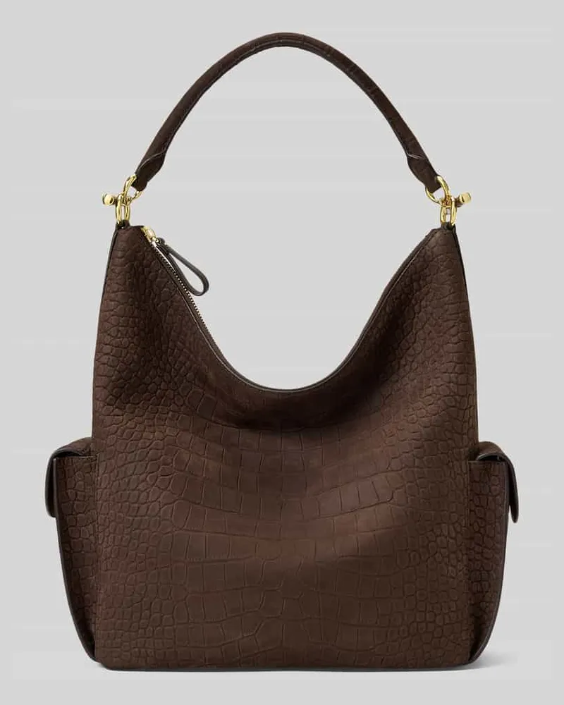 Ralph Lauren Henkeltasche aus echtem Leder Dunkelbraun