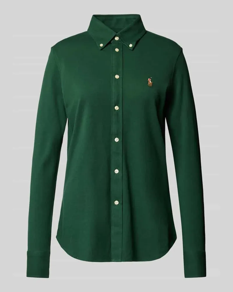 Ralph Lauren Slim Fit Bluse mit Button-Down-Kragen Dunkelgruen