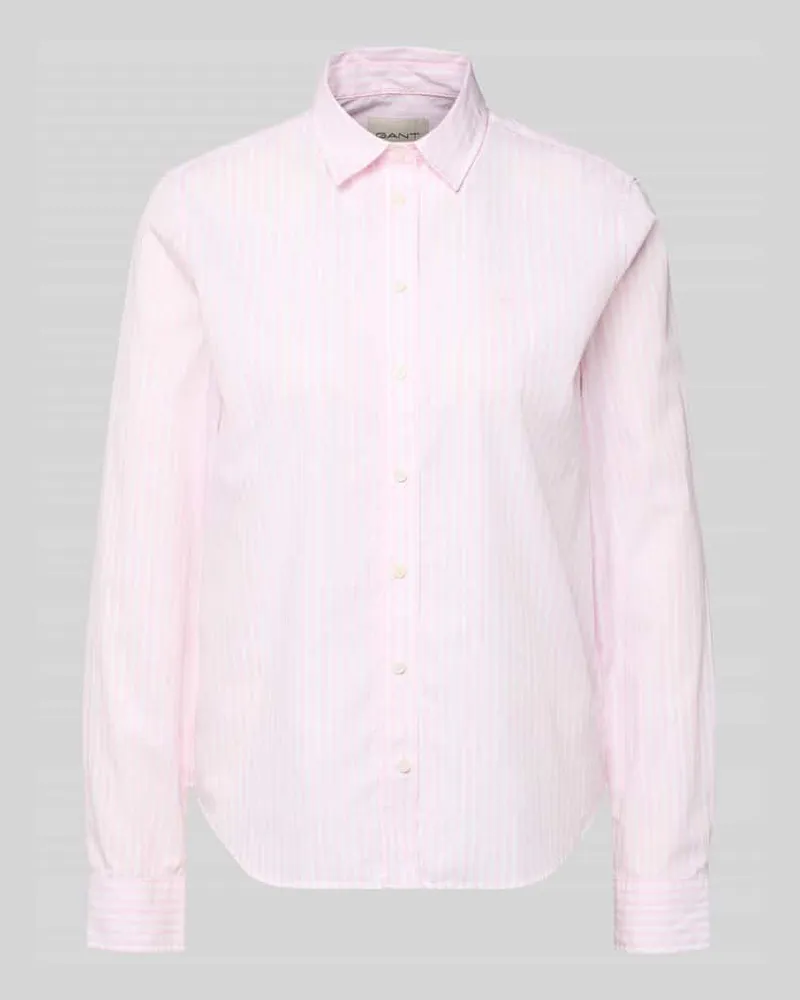 Gant Hemdbluse aus Baumwolle mit Streifenmuster Hellrosa