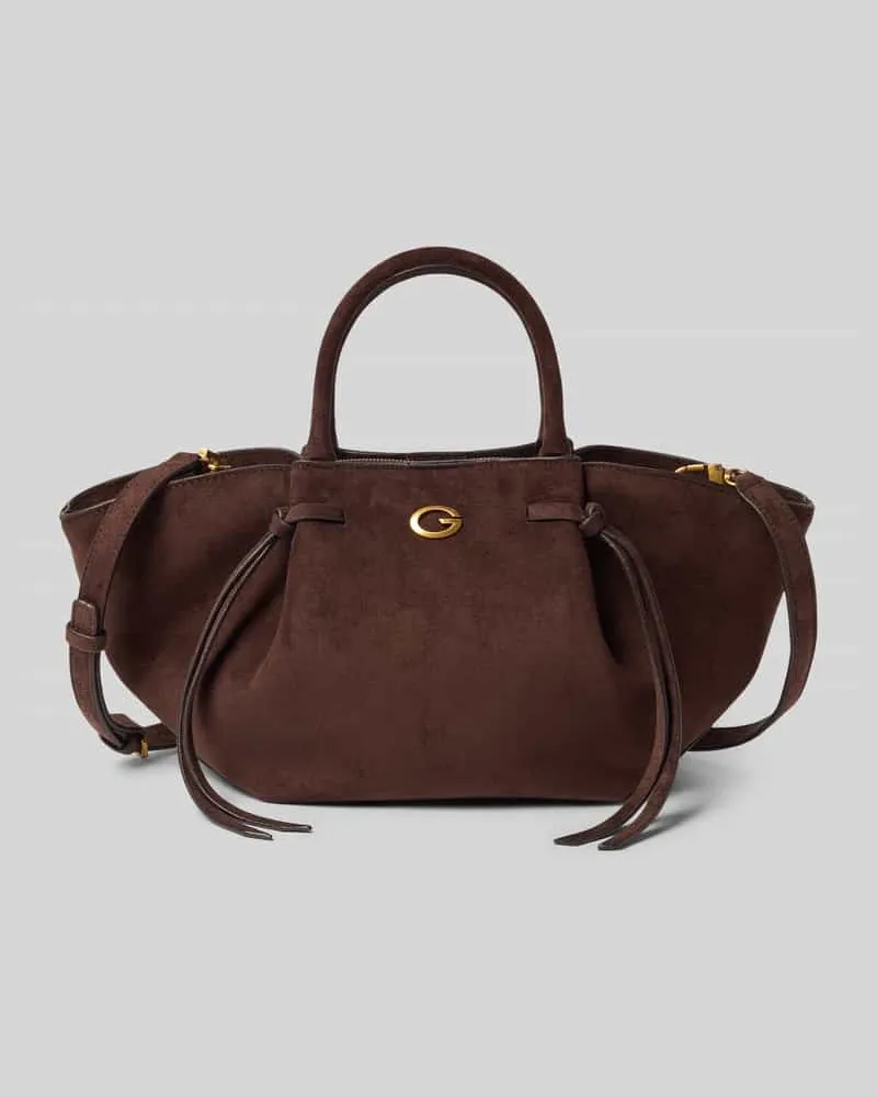 Guess Tote Bag in Velours-Optik Modell 'ALLEGRA Dunkelbraun