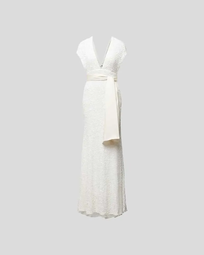 ROTATE Birger Christensen Abendkleid mit Paillettenbesatz Weiss