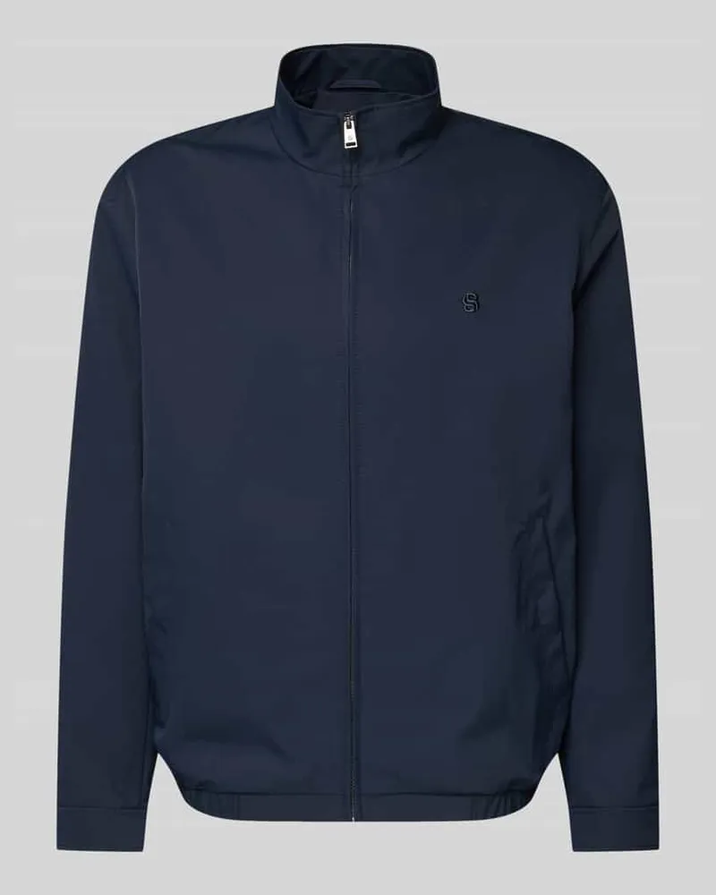 HUGO BOSS Regular Fit Blouson mit Logo-Stitching Modell 'H-CARVO Marine
