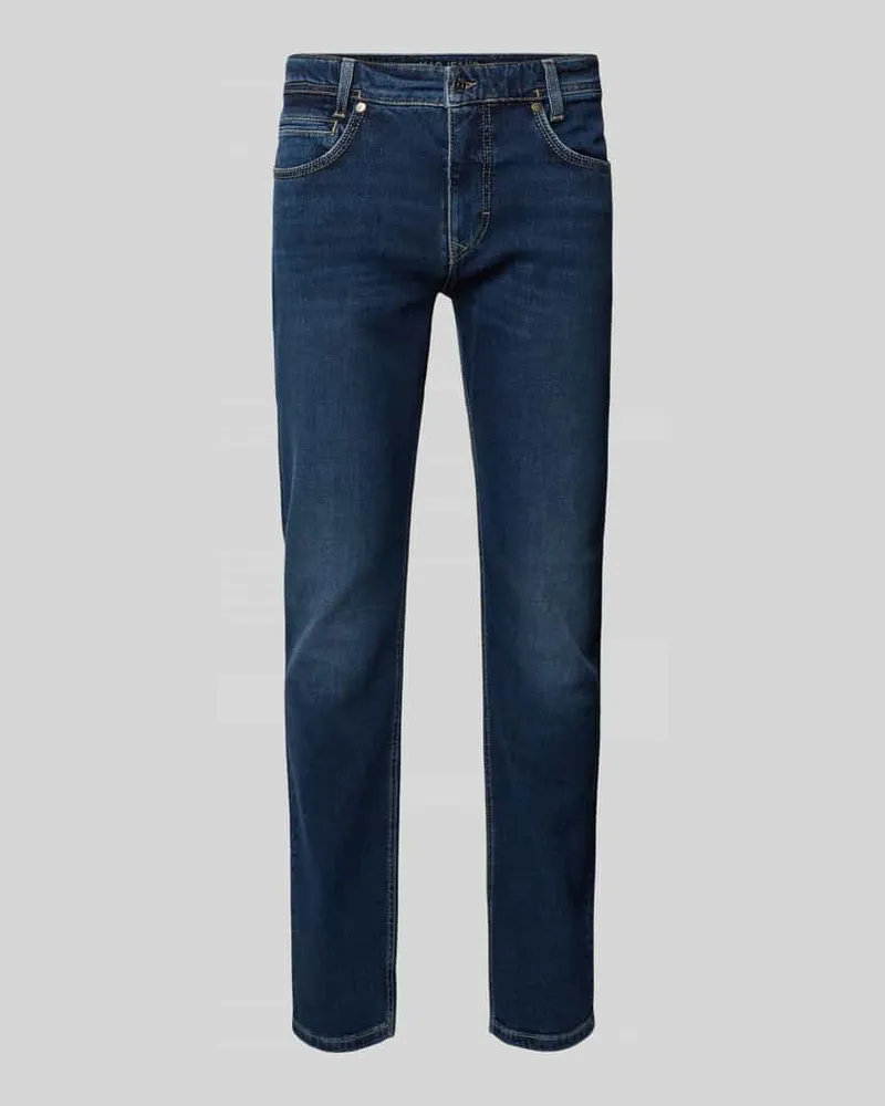MAC Jeans Straight Fit Jeans im 5-Pocket-Design Modell 'Arne Blau