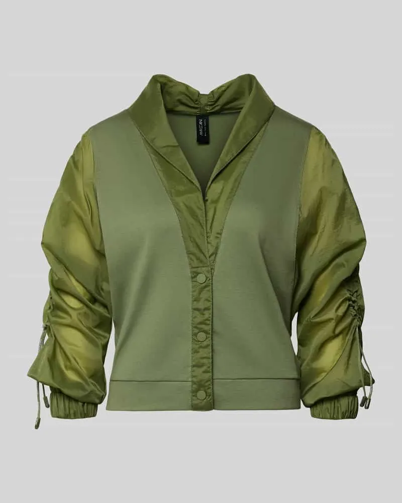 Marc Cain Regular Fit Freizeithemd aus Baumwoll-Mix mit Leinen-Anteil Modell 'CASEY Oliv