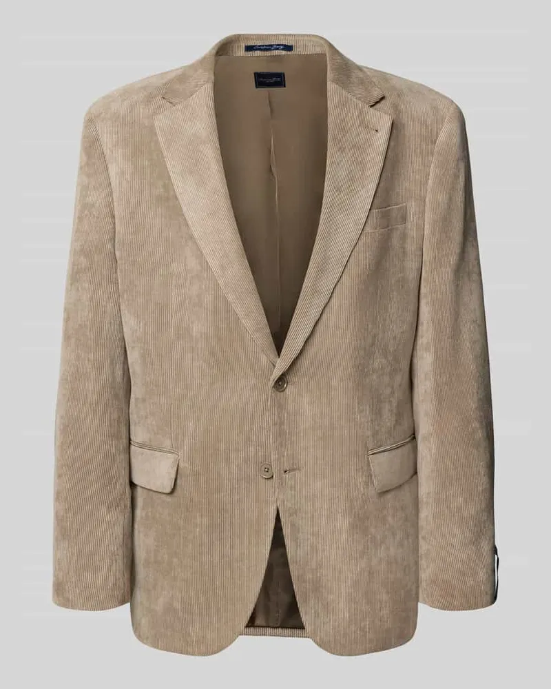 Christian Berg Regular Fit Sakko mit Reverskragen und Pattentaschen Beige