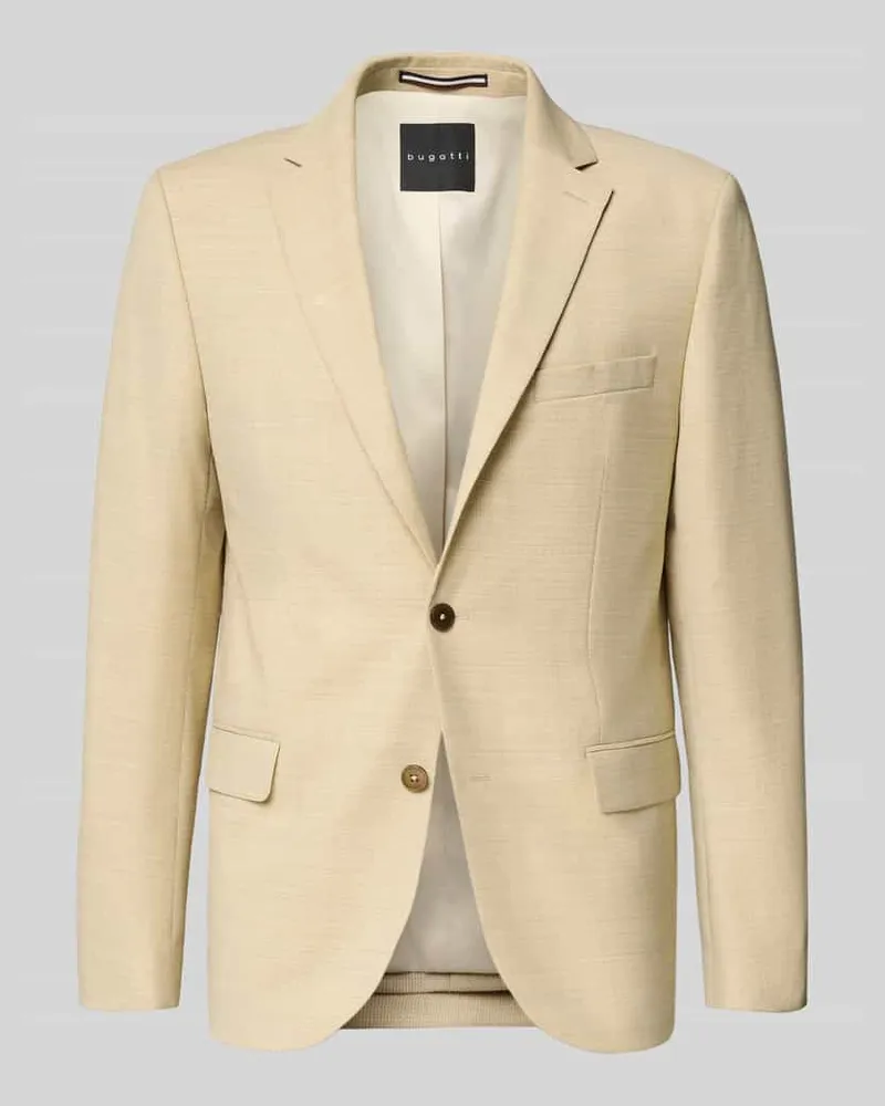 Bugatti Regular Fit 2-Knopf-Sakko mit Pattentaschen Beige