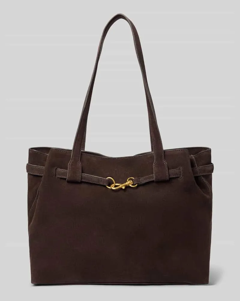 Mango Handtasche aus Rindsleder mit Karabiner Modell 'CHUS Dunkelbraun