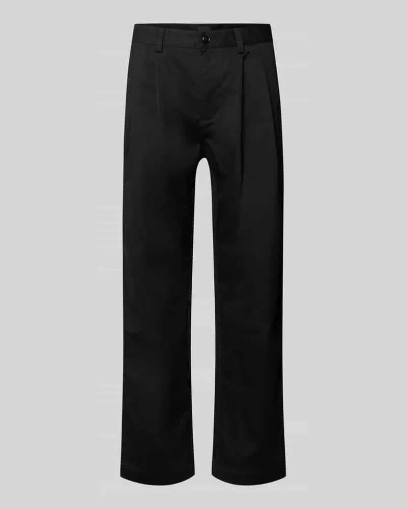 HUGO BOSS Regular Fit Bundfaltenhose mit Bügelfalten Black