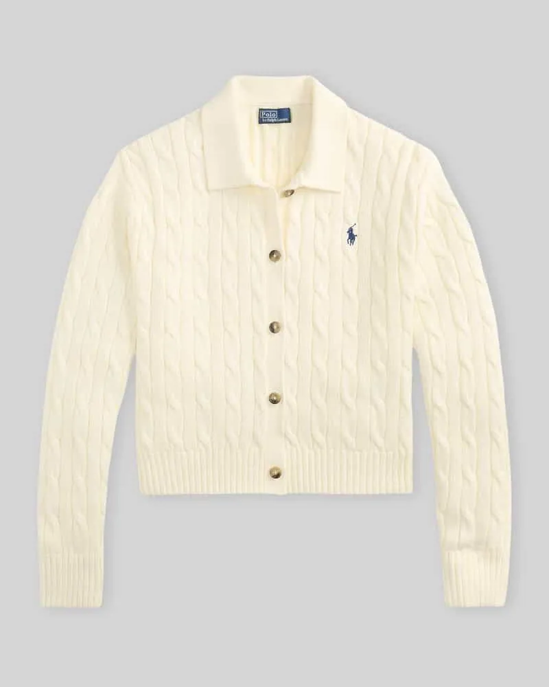 Ralph Lauren Regular Fit Strickjacke aus reiner Baumwolle Offwhite