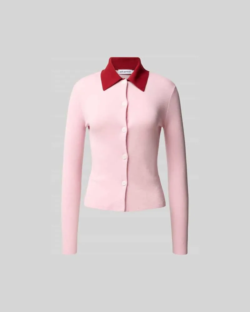 Self-Portrait Bluse in Strick-Optik Rosa