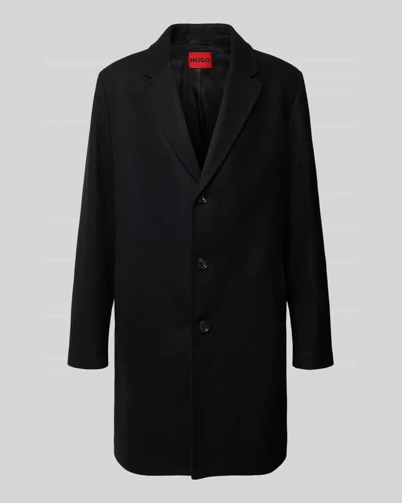 HUGO BOSS Wollmantel mit Label-Schriftzug Modell 'Malte2641 Black